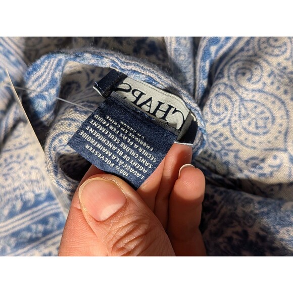 NWT CHAPS Scarf Blue White Paisley Shawl Wrap Stole 100% Polyester $38 Retail - Picture 6 of 6